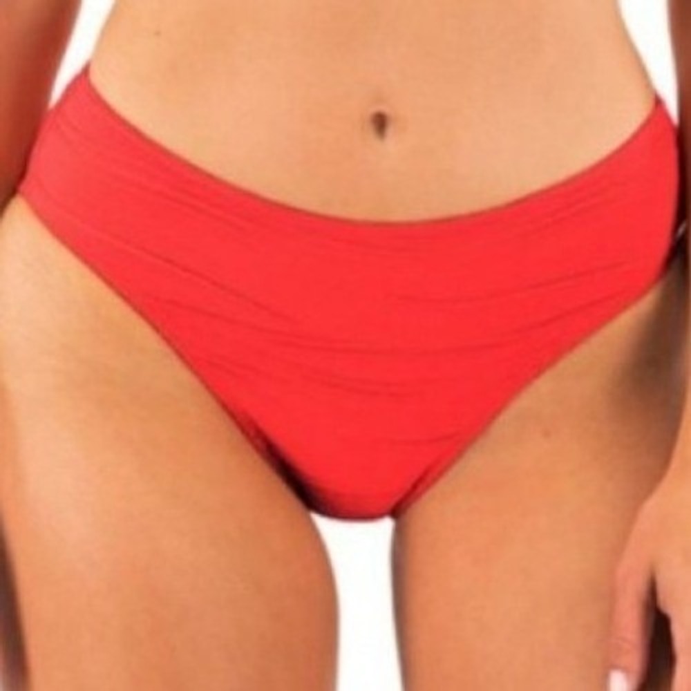 FANTASIE NWT Women's XL Orange Beach Waves Mid Rise Bikini Bottoms Swim Textured
